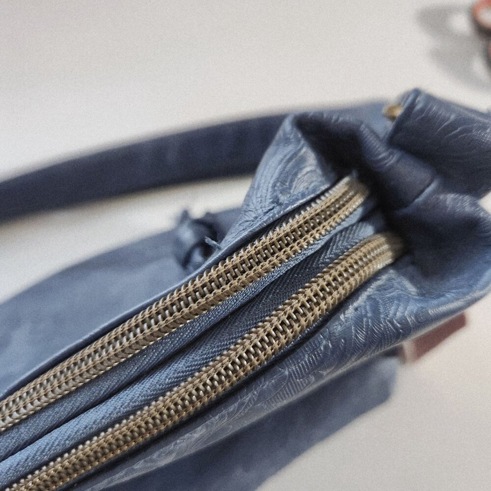 Stone & Co Embossed Smokey Denim Shoulder Bag With Adjustable Strap - Picture 11 of 14